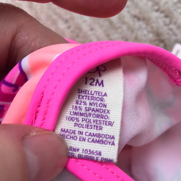 OP Two Piece Bathing Suit 12M Tankini Pink Pineapple - Picture 5 of 5